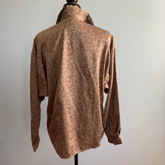 Vintage 80s Diane von Furstenberg Brown Floral - Picture 4 of 6